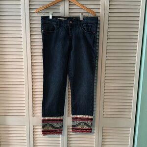 Pilcro and the letterpress Size 30 embellished cropped blue jeans. Like new
